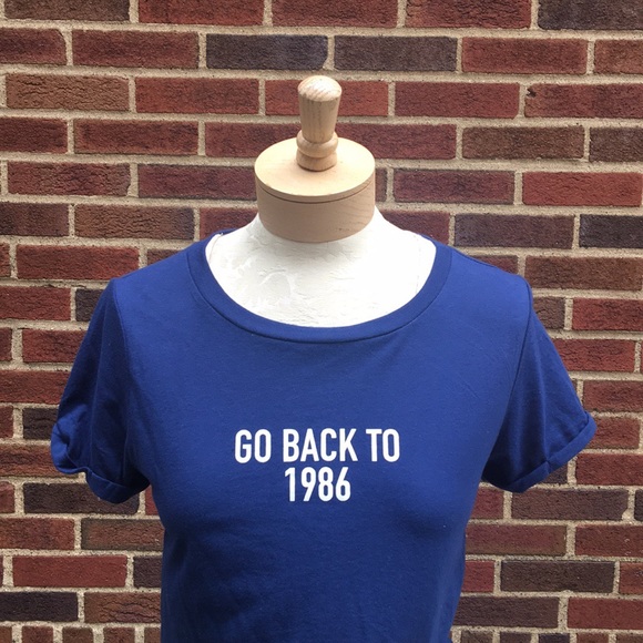 NWT Zara Lefties Blue Graphic Crop Top Size M - Picture 8 of 8